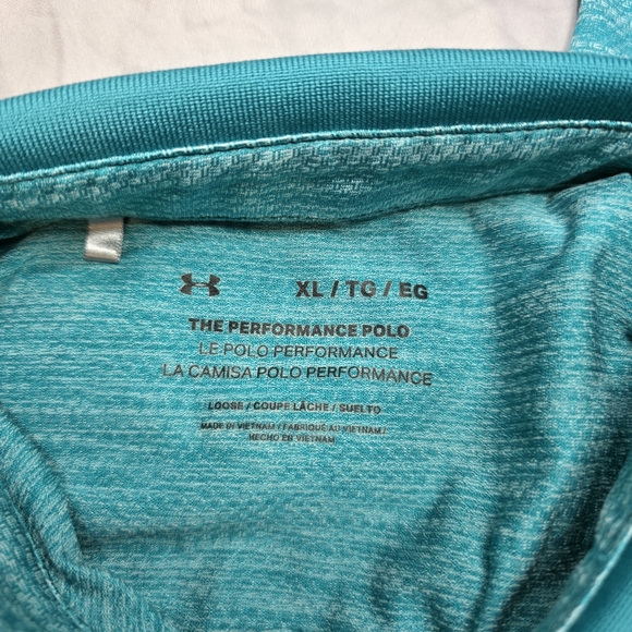 Mens Under Armour Performance Polo Aqua/Teal XL - Picture 4 of 4